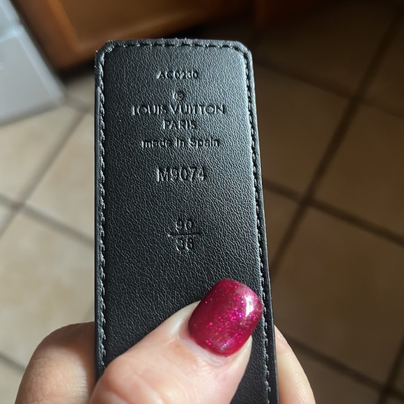 COPY - Black Louis Vuitton Damier belt with black initials - Picture 3 of 4